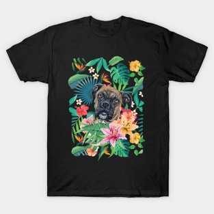 Tropical Brindle Boxer Dog 1 T-Shirt